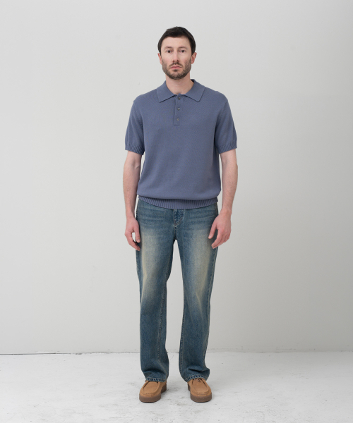 MANNERGRAM(マナーグラム)の「ソフトコットン100 3PLY ポロ 半袖ニット スティールブルー(ニット/セーター・メンズ・その他・LARGE/X-LARGE/XX-LARGE)」の5枚目の写真