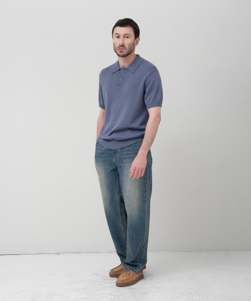 MANNERGRAM(マナーグラム)の「ソフトコットン100 3PLY ポロ 半袖ニット スティールブルー(ニット/セーター・メンズ・その他・LARGE/X-LARGE/XX-LARGE)」の6枚目の写真