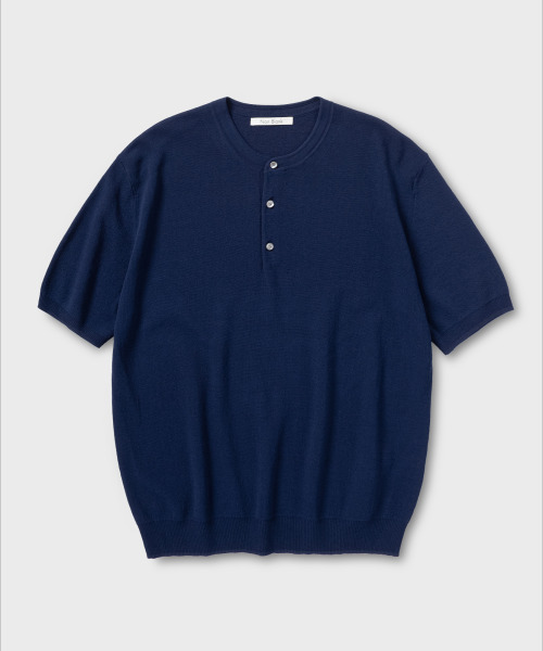 NONBLANK(ノンブランク)の「ヘンリーネックHSニット_NAVY(Tシャツ/カットソー・メンズ・ネイビー・LARGE/X-LARGE/MEDIUM)」の1枚目の写真