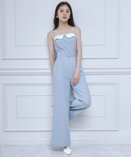ROYAL PARTY(ロイヤルパーティー)の「配色ベアオールインワン(つなぎ/オールインワン・レディース・ベージュ/ブルー/ブラック・FREE)」の3枚目の写真