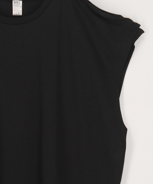 BASERANGE(ベースレンジ)の「Baserange/ベースレンジ PIN TANK / 袖スリット ノースリーブ トップス(Tシャツ/カットソー・レディース・ブラック・SMALL)」の4枚目の写真