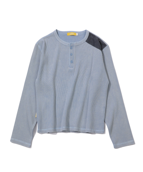 MAINBOOTH(メインブース)の「Washed Henley T-shirt(SKY BLUE)(Tシャツ/カットソー・レディース・その他・1/2)」の1枚目の写真