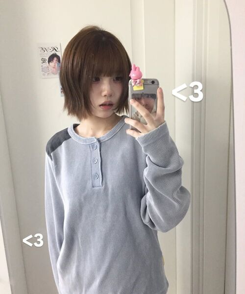 MAINBOOTH(メインブース)の「Washed Henley T-shirt(SKY BLUE)(Tシャツ/カットソー・レディース・その他・1/2)」の6枚目の写真