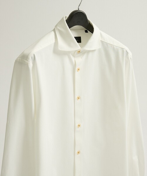ABAHOUSE(アバハウス)の「【ON/OFF兼用】SOLOTEXコットン 36ゲージ モクロディ ストレッチシャツ / FLEX SHIRTS(ビジネスシャツ・メンズ・ホワイト/ブラック・44/46/48/50)」の2枚目の写真