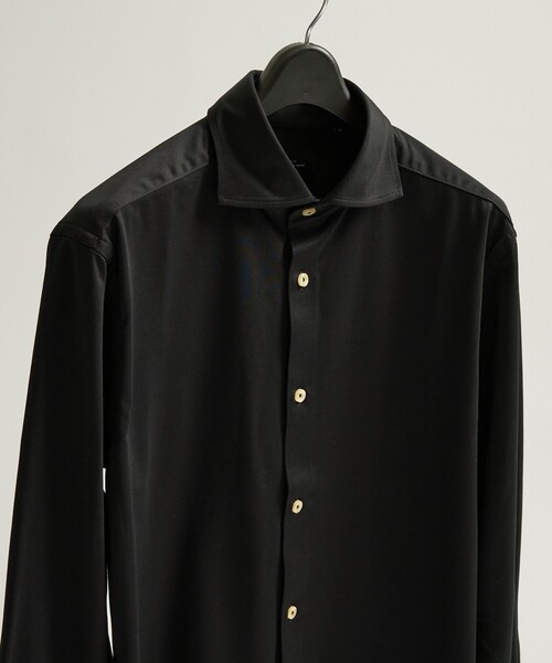 ABAHOUSE(アバハウス)の「【ON/OFF兼用】SOLOTEXコットン 36ゲージ モクロディ ストレッチシャツ / FLEX SHIRTS(ビジネスシャツ・メンズ・ホワイト/ブラック・44/46/48/50)」の1枚目の写真