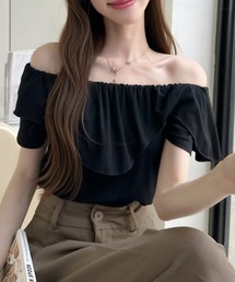 オフショル オフショルダー」に該当するトップス(ブラック/黒色系 オフショル オフショルダー」に該当するトップス(ブラック/黒色系