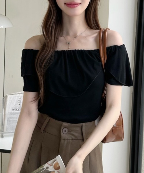 Ada.(エイダ)の「2WAY オフショルダー ビッグフリル カットソー(Tシャツ/カットソー・レディース・ホワイト/グレー/ブラック・FREE)」の10枚目の写真