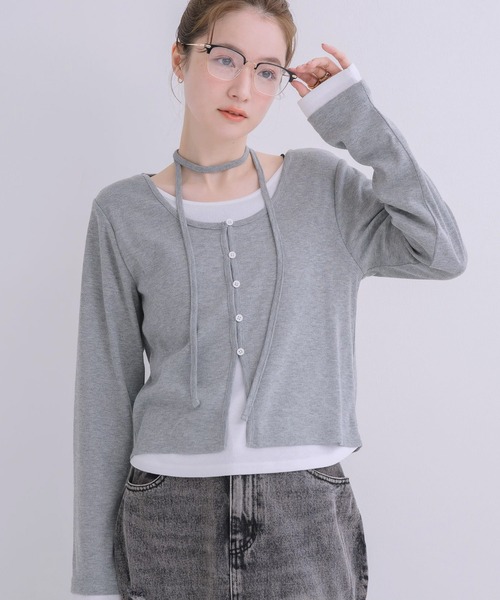 RETRO GIRL(レトロガール)の「チョーカー付レイヤード風カットソー(Tシャツ/カットソー・レディース・ブルー/イエロー/ライトグレー・FREE)」の1枚目の写真