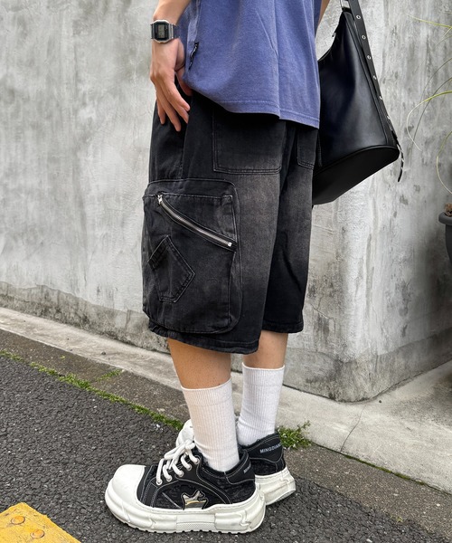 lilful(リルフル)の「【26年春夏新作】【ウエストゴム】デニムカーゴショートイージーパンツ(デニムパンツ・メンズ・ブルー/ブラック・L/M)」の14枚目の写真