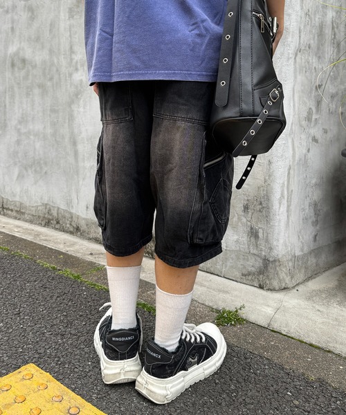 lilful(リルフル)の「【26年春夏新作】【ウエストゴム】デニムカーゴショートイージーパンツ(デニムパンツ・メンズ・ブルー/ブラック・L/M)」の13枚目の写真