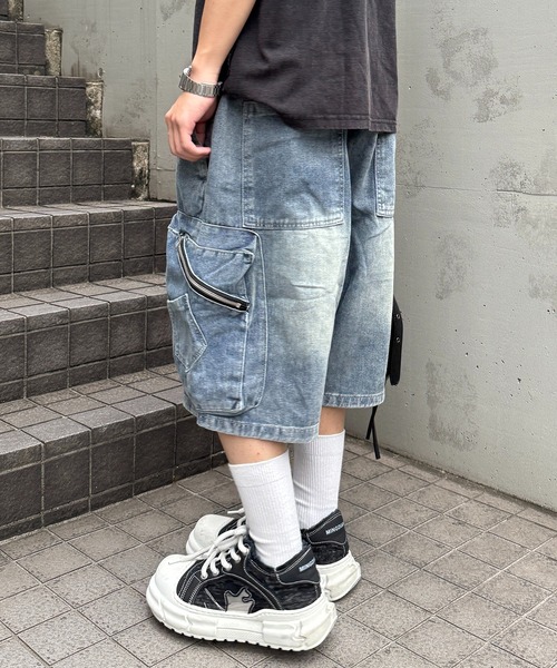 lilful(リルフル)の「【26年春夏新作】【ウエストゴム】デニムカーゴショートイージーパンツ(デニムパンツ・メンズ・ブルー/ブラック・L/M)」の11枚目の写真