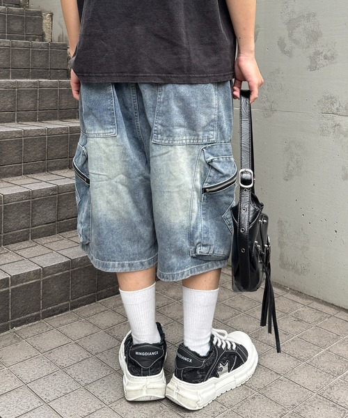 lilful(リルフル)の「【26年春夏新作】【ウエストゴム】デニムカーゴショートイージーパンツ(デニムパンツ・メンズ・ブルー/ブラック・L/M)」の9枚目の写真