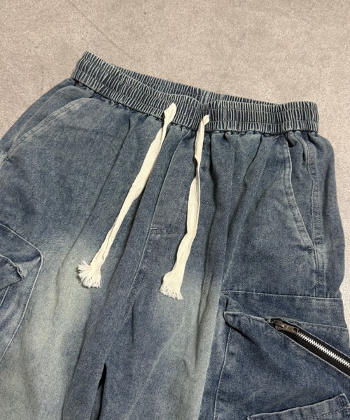 lilful(リルフル)の「【26年春夏新作】【ウエストゴム】デニムカーゴショートイージーパンツ(デニムパンツ・メンズ・ブルー/ブラック・L/M)」の19枚目の写真