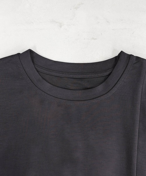 LOWO(ロワ)の「ウエストタックスリットフレンチスリーブカットソー(Tシャツ/カットソー・レディース・グレー/ベージュ/チャコールグレー/オフホワイト/ブラック・FREE)」の16枚目の写真