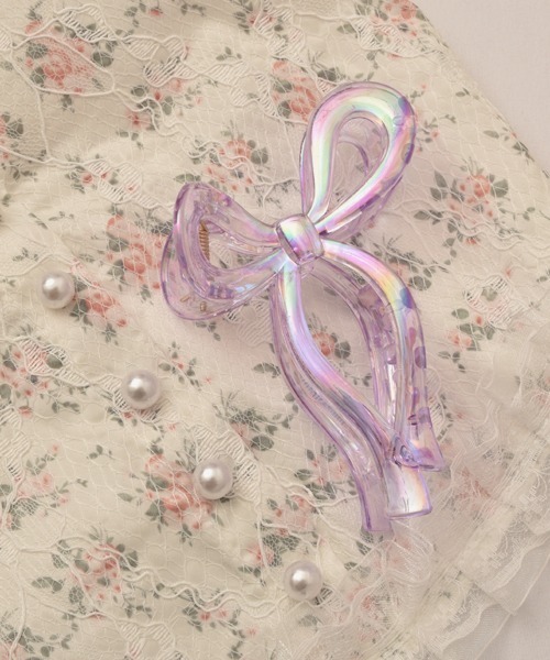 VIBGYOR Women(ヴィブジョー ウィメン)の「【float】オーロラ カラー リボン バンスクリップ【7色展開】(バレッタ/ヘアクリップ・レディース・ブルー/オレンジ/ホワイト/ピンク/パープル/イエロー/ブラック/グリーン・FREE)」の5枚目の写真