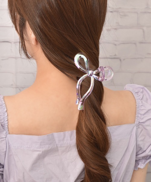 VIBGYOR Women(ヴィブジョー ウィメン)の「【float】オーロラ カラー リボン バンスクリップ【7色展開】(バレッタ/ヘアクリップ・レディース・ブルー/オレンジ/ホワイト/ピンク/パープル/イエロー/ブラック/グリーン・FREE)」の16枚目の写真