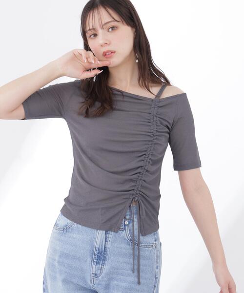 a/mie（アミー）の「【中川紅葉さん着用】＜ａ＞アシメドロストカットソー / 1216169500（Tシャツ/カットソー・レディース・ピンク/ホワイト/ダークグレー・MEDIUM/SMALL）」の3枚目の写真