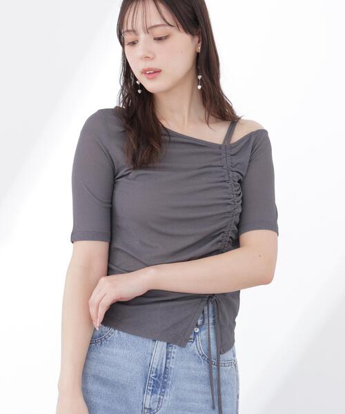 a/mie（アミー）の「【中川紅葉さん着用】＜ａ＞アシメドロストカットソー / 1216169500（Tシャツ/カットソー・レディース・ピンク/ホワイト/ダークグレー・MEDIUM/SMALL）」の5枚目の写真