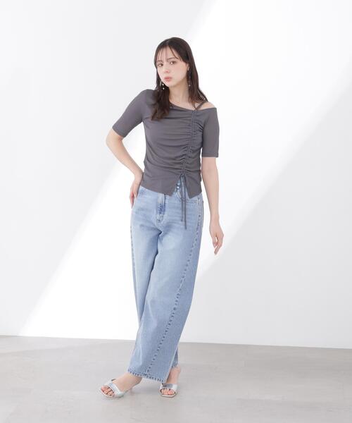 a/mie（アミー）の「【中川紅葉さん着用】＜ａ＞アシメドロストカットソー / 1216169500（Tシャツ/カットソー・レディース・ピンク/ホワイト/ダークグレー・MEDIUM/SMALL）」の7枚目の写真
