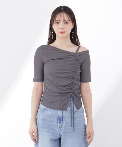 a/mie（アミー）の「【中川紅葉さん着用】＜ａ＞アシメドロストカットソー / 1216169500（Tシャツ/カットソー・レディース・ピンク/ホワイト/ダークグレー・MEDIUM/SMALL）」の10枚目の写真