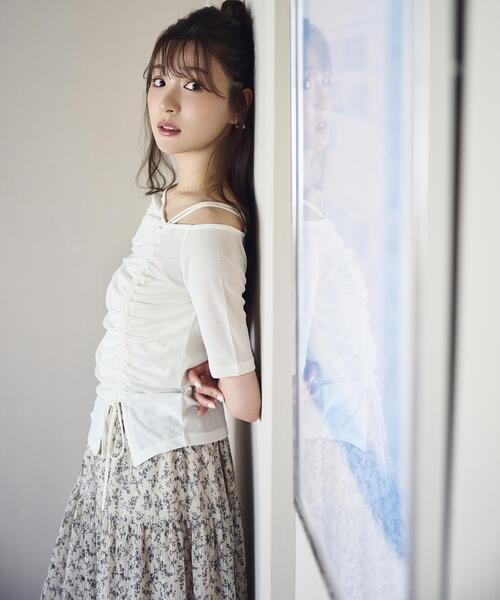 a/mie（アミー）の「【中川紅葉さん着用】＜ａ＞アシメドロストカットソー / 1216169500（Tシャツ/カットソー・レディース・ピンク/ホワイト/ダークグレー・MEDIUM/SMALL）」の18枚目の写真