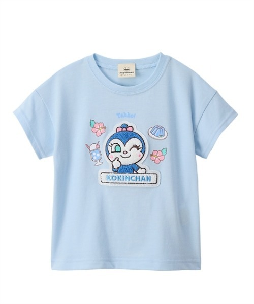 QUNTSTYLE（キュントスタイル）の「【アンパンマン】もこもこサガラ刺しゅう半袖Tシャツ（Tシャツ/カットソー・キッズ・サックスブルー系/ピンク系/アイボリー系/ブルー系・100/90/80）」の2枚目の写真