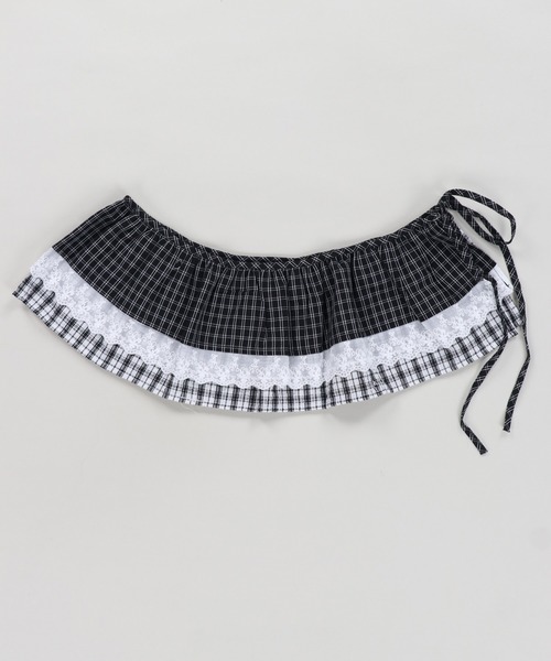 SPINNS(スピンズ)の「チェック柄巻きスカート/ラップスカート/腰巻き/3段(スカート・レディース・ブラック・ONESIZE)」の2枚目の写真