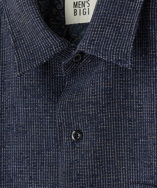 MEN'S BIGI（メンズビギ）の「絡み織メランジ オープンカラーシャツ（シャツ/ブラウス・メンズ・ネイビー/ブルー/オフホワイト・02/03）」の6枚目の写真