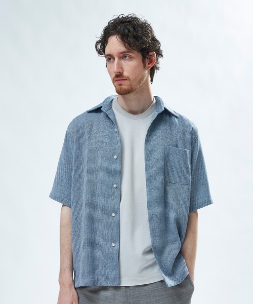 MEN'S BIGI（メンズビギ）の「絡み織メランジ オープンカラーシャツ（シャツ/ブラウス・メンズ・ネイビー/ブルー/オフホワイト・02/03）」の14枚目の写真