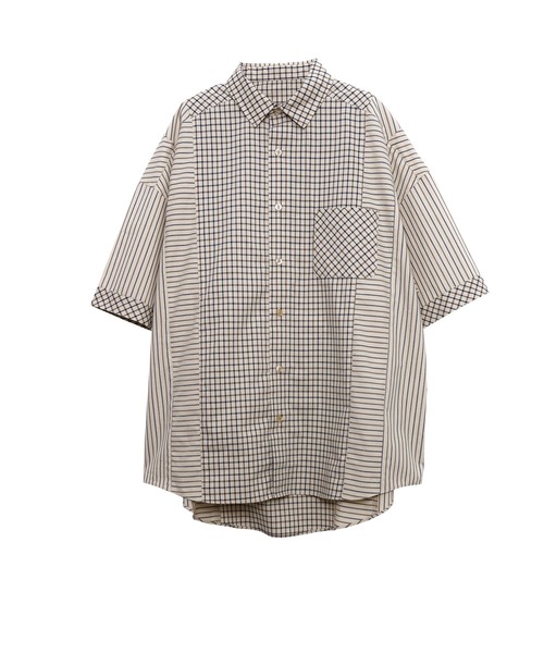 Nora Lily(ノラリリー)の「【Nora Lily】Pattern Clash Panel S/S Shirt(シャツ/ブラウス・メンズ・ブラック/ライトベージュ/ネイビー・FREE)」の8枚目の写真