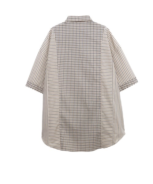 Nora Lily(ノラリリー)の「【Nora Lily】Pattern Clash Panel S/S Shirt(シャツ/ブラウス・メンズ・ブラック/ライトベージュ/ネイビー・FREE)」の9枚目の写真