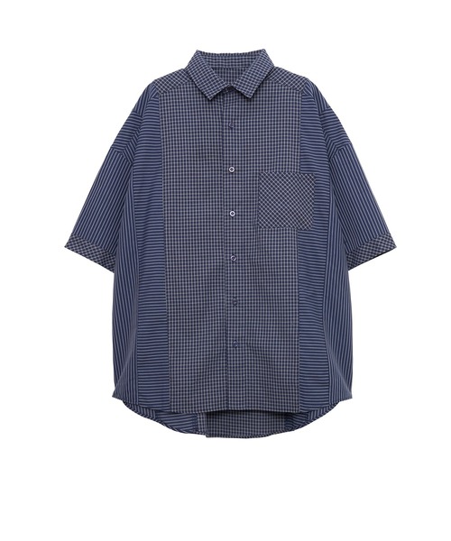 Nora Lily(ノラリリー)の「【Nora Lily】Pattern Clash Panel S/S Shirt(シャツ/ブラウス・メンズ・ブラック/ライトベージュ/ネイビー・FREE)」の12枚目の写真