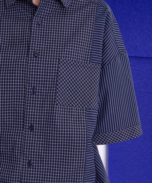 Nora Lily(ノラリリー)の「【Nora Lily】Pattern Clash Panel S/S Shirt(シャツ/ブラウス・メンズ・ブラック/ライトベージュ/ネイビー・FREE)」の22枚目の写真