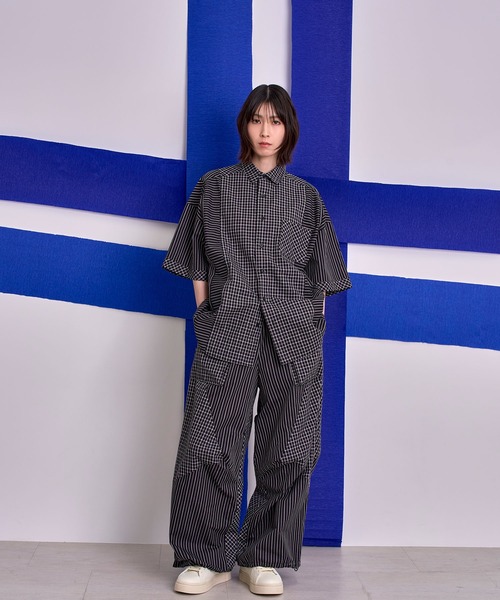 Nora Lily(ノラリリー)の「【Nora Lily】Pattern Clash Panel S/S Shirt(シャツ/ブラウス・メンズ・ブラック/ライトベージュ/ネイビー・FREE)」の19枚目の写真