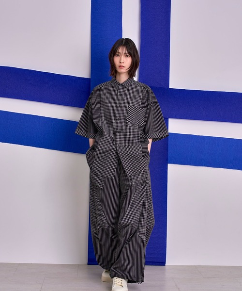 Nora Lily(ノラリリー)の「【Nora Lily】Pattern Clash Panel S/S Shirt(シャツ/ブラウス・メンズ・ブラック/ライトベージュ/ネイビー・FREE)」の18枚目の写真