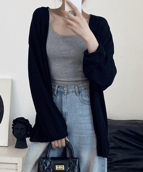 mielu(ミエル)の「シアーロングカーディガン(カーディガン/ボレロ・レディース・ブラック/ホワイト/ベージュ・FREE)」の3枚目の写真