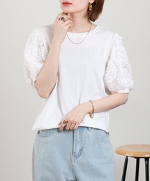 Anna Nicola 接触冷感レース袖カットソー 半袖