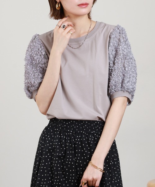 Anna Nicola(アンナニコラ)の「Anna Nicola 接触冷感レース袖カットソー 半袖(Tシャツ/カットソー・レディース・オフホワイト/グレー/ブラック・38)」の20枚目の写真