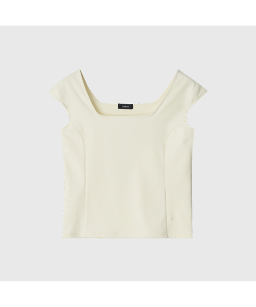 LOOKAST（ルックキャスト）の「マリースクエアネックキャップスリーブスリムTシャツ / MARIE SQUARE NECK CAP SLEEVE SLIM T-SHIRT_4colors（Tシャツ/カットソー・レディース・ライトイエロー/ブラック/ホワイト/ライトグレー・SMALL/MEDIUM）」の4枚目の写真