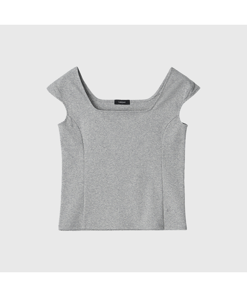 LOOKAST（ルックキャスト）の「マリースクエアネックキャップスリーブスリムTシャツ / MARIE SQUARE NECK CAP SLEEVE SLIM T-SHIRT_4colors（Tシャツ/カットソー・レディース・ライトイエロー/ブラック/ホワイト/ライトグレー・SMALL/MEDIUM）」の3枚目の写真