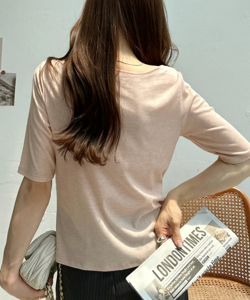 Ada.(エイダ)の「ドレープ ネック レース レイヤード カットソー(Tシャツ/カットソー・レディース・オフホワイト/ピンク/ブラック/グレー・FREE)」の16枚目の写真