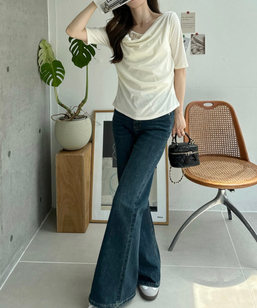 Ada.(エイダ)の「ドレープ ネック レース レイヤード カットソー(Tシャツ/カットソー・レディース・オフホワイト/ピンク/ブラック/グレー・FREE)」の20枚目の写真