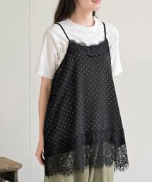 サテンレースキャミチュニック