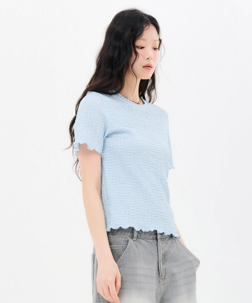 CHASECULT(チェイスカルト)の「レディースクリンクル半袖Tシャツ-FBRG5868D0D(Tシャツ/カットソー・レディース・スカイブルー・85/90)」の3枚目の写真