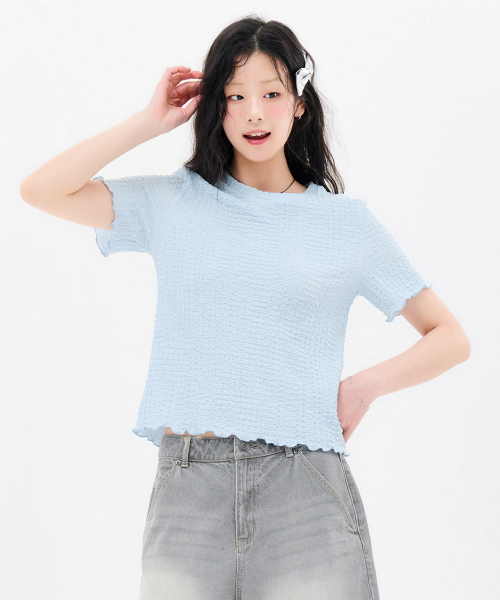 CHASECULT(チェイスカルト)の「レディースクリンクル半袖Tシャツ-FBRG5868D0D(Tシャツ/カットソー・レディース・スカイブルー・85/90)」の4枚目の写真