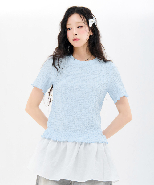 CHASECULT(チェイスカルト)の「レディースクリンクル半袖Tシャツ-FBRG5868D0D(Tシャツ/カットソー・レディース・スカイブルー・85/90)」の5枚目の写真