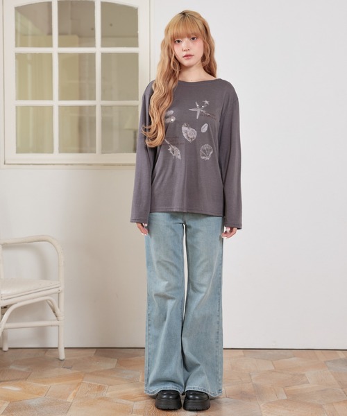 LiLIN(リリン)の「クルーネック バックコンシャス 長袖 プリント Tシャツ(Tシャツ/カットソー・レディース・ダークグレー/ホワイト・FREE)」の16枚目の写真