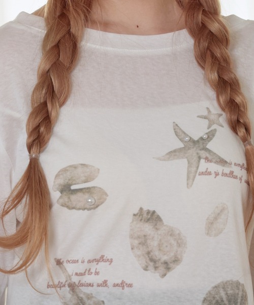 LiLIN(リリン)の「クルーネック バックコンシャス 長袖 プリント Tシャツ(Tシャツ/カットソー・レディース・ダークグレー/ホワイト・FREE)」の7枚目の写真