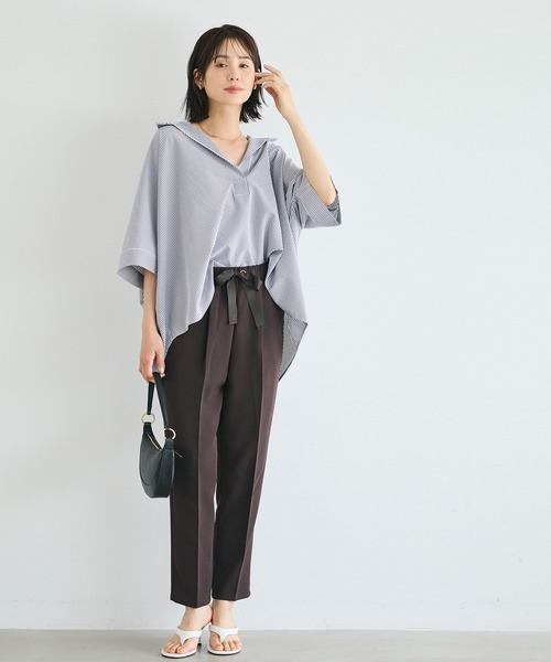 coca(coca)(コカ)の「とろみサッカースキッパードルマンブラウス(シャツ/ブラウス・レディース・ライトグレー/ネイビー・L/M)」の22枚目の写真