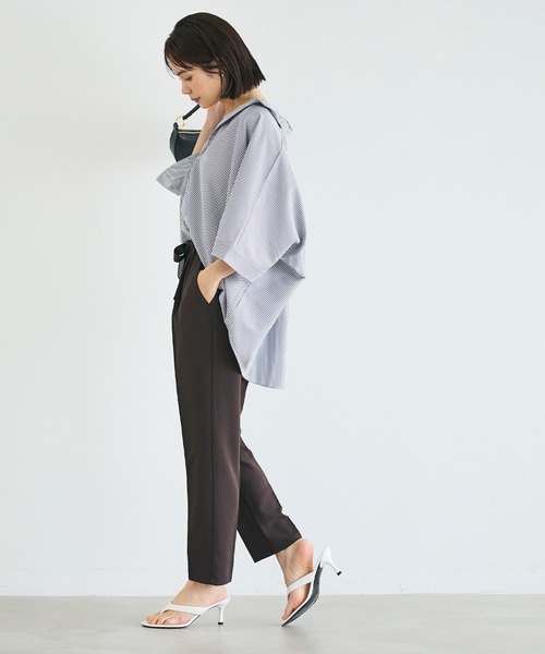 coca(coca)(コカ)の「とろみサッカースキッパードルマンブラウス(シャツ/ブラウス・レディース・ライトグレー/ネイビー・L/M)」の4枚目の写真